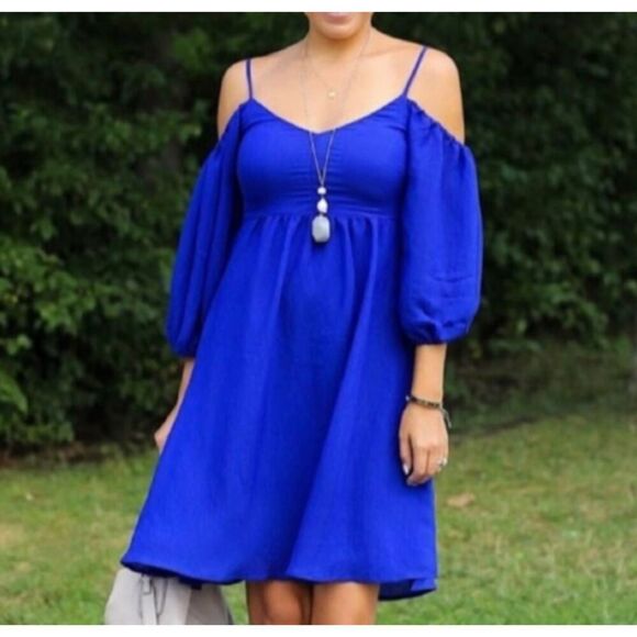 Anthropologie Moulinette Soeurs Blue Dress Size Large - Picture 1 of 10